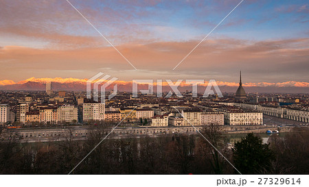 Torino (Turin, Italy): expansive cityscape at dusk 27329614