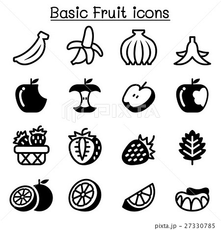 Strawberry, Apple, Orange, Banana, Fruit icon set Strawberry, Apple, Orange, Banana, Fruit icon set 27330785