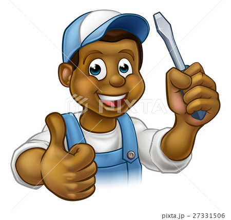Black Cartoon Electrician Handyman Screwdriver 27331506