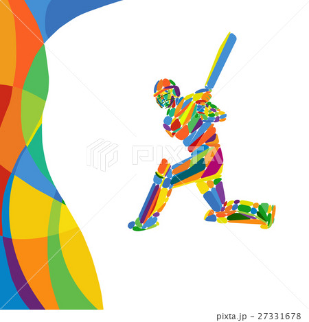 Abstract cricket player vector color illustration 27331678