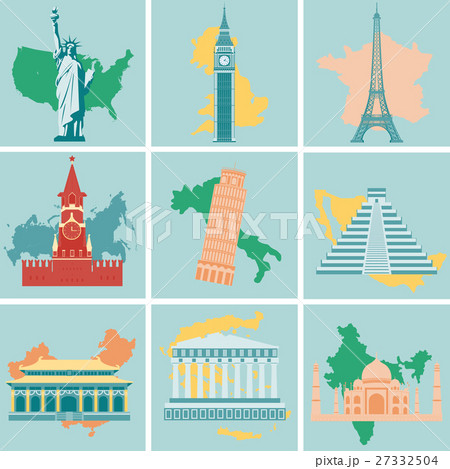 World landmarks flat icon set. Travel and Tourism 27332504