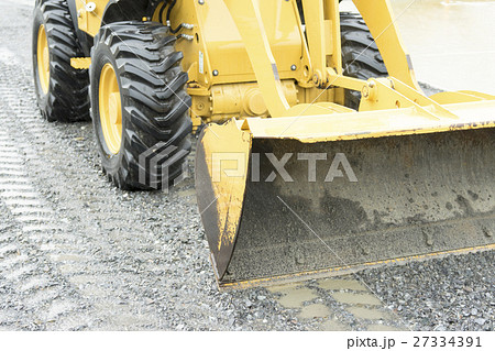 建設現場道路工事車両働く車ブルドーザーの写真素材