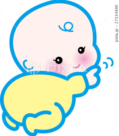 赤ちゃん　はいはい　かわいい　イエロー 27334890