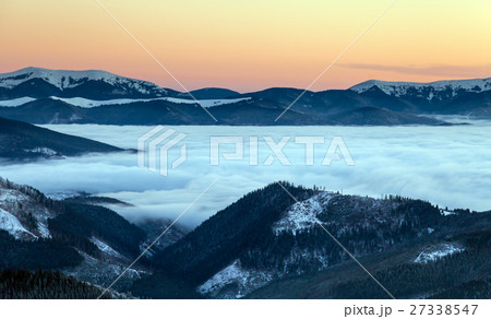 Colorful winter sunrise in the mountains. Colorful winter sunrise in the mountains. 27338547