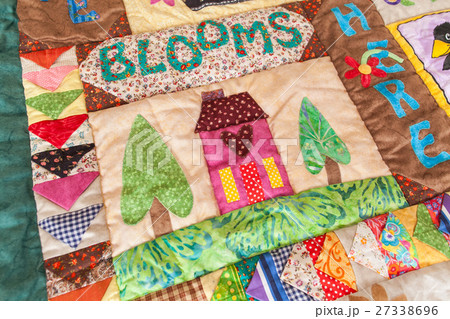 Part of patchwork quilt as background. Handmade Part of patchwork quilt as background. Handmade 27338696