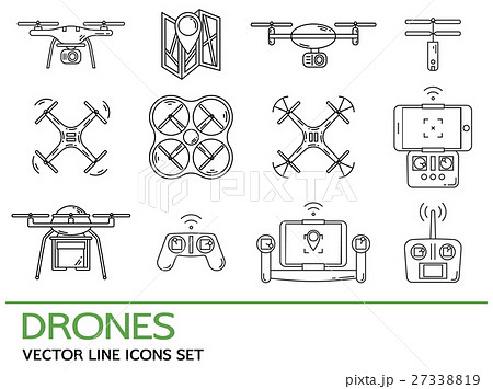 Modern thin line set with drones. Icons collection Modern thin line set with drones. Icons collection 27338819