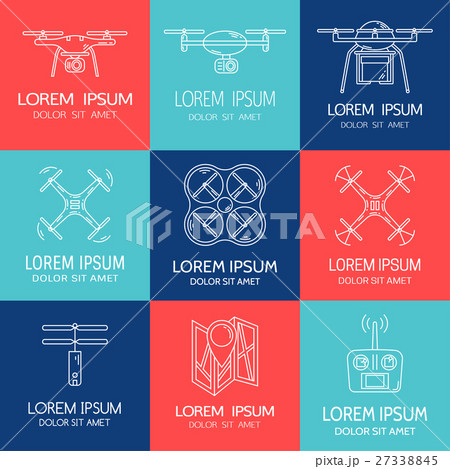Modern thin line set with drones. Collection of Modern thin line set with drones. Collection of 27338845
