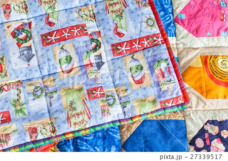 Part of patchwork quilt as background. Handmade 27339517