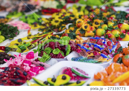 assortment colorful gummy candies at market assortment colorful gummy candies at market 27339773