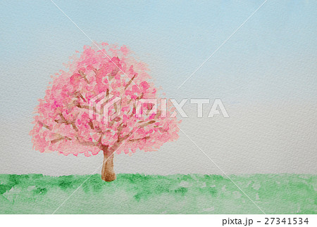 桜の木 水彩画のイラスト素材