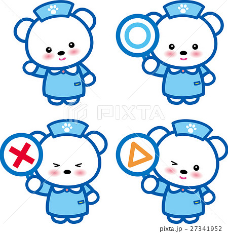 アニマルナース　可愛い　動物の看護師さ　んクマさん　〇×△　足跡 27341952