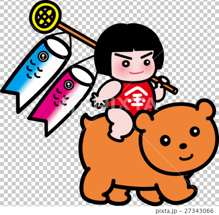 熊にまたがる金太郎　端午の節句　五月　鯉のぼり 27343066