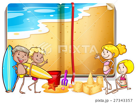 Scene in the book and many people in swimming suit 27343357