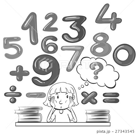 Girl thinking about math problem 27343545