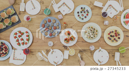 Food Party Celebration Table Setting Concept Food Party Celebration Table Setting Concept 27345233