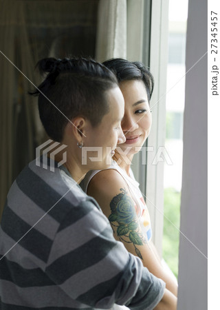 LGBT Lesbian Couple Moments Happiness Concept 27345457