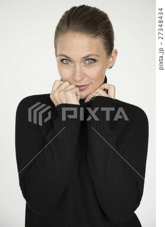 Caucasian Woman Studio Pose Concept Caucasian Woman Studio Pose Concept 27348434