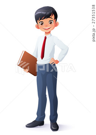Vector clever smart school student boy with book 27351538