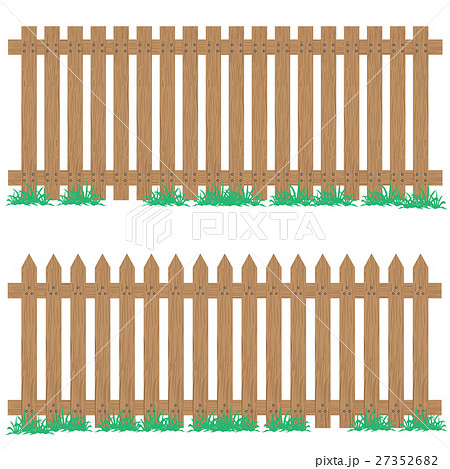 Wooden Fence With Grass Isolated On Background のイラスト素材