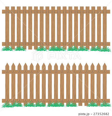 Wooden Fence With Grass Isolated On Background のイラスト素材 27352682 Pixta