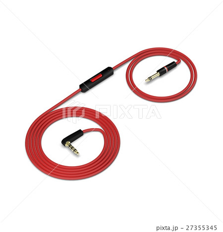 Red headphones cable isolated on white background 27355345