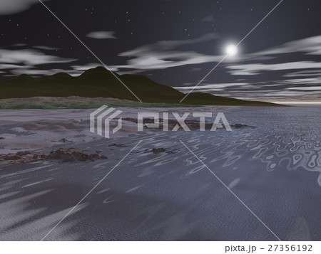 静寂の海辺　月明り 27356192