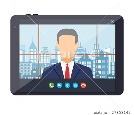 Tablet pc with internet conference app. 27358145