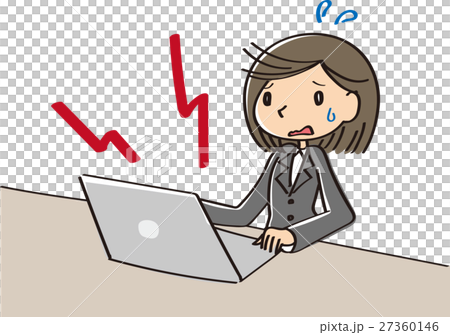 Female employee who is suffering from PC trouble Female employee who is suffering from PC trouble 27360146