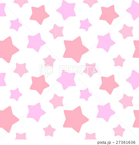 大きめランダム星柄シームレスパターン ピンク系 白背景 ベクターのイラスト素材
