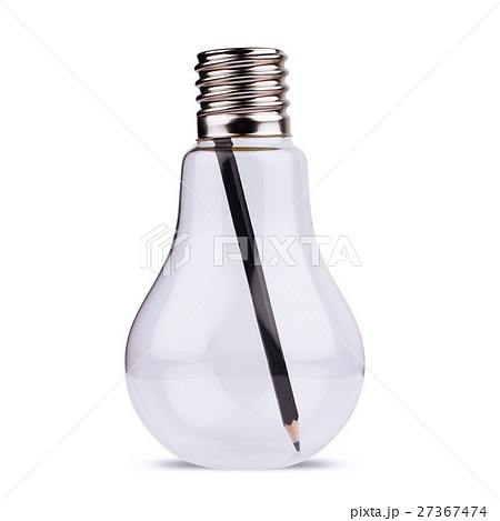 light bulb with black pencil inside on white 27367474