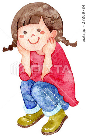 Squatting Girls Stock Illustration