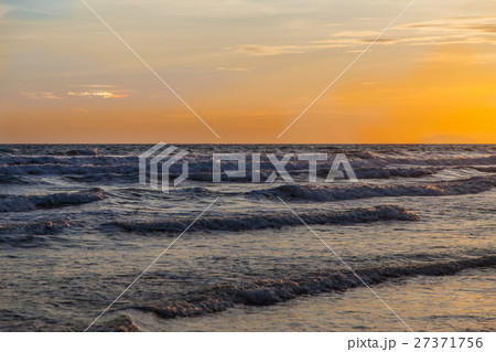 Beautiful gold sunset on the sea. 27371756