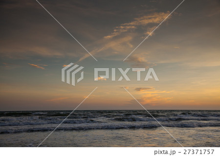 Beautiful gold sunset on the sea.  27371757