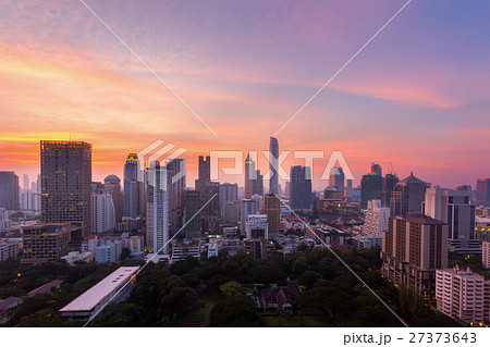 Aerial view of Bangkok modern office buildings 27373643