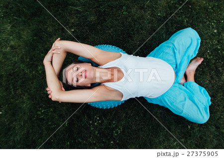 Happy pregnant yoga prenatal maternity doing 27375905