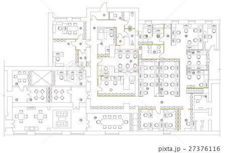 Standard office furniture symbols set 27376116