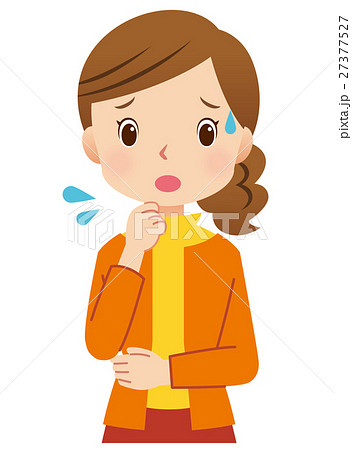 女性ポーズ 主婦 表情 心配のイラスト素材