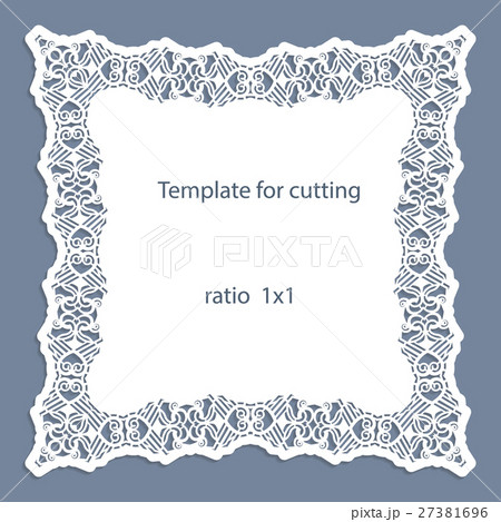 Greeting card with openwork border, paper doily 27381696