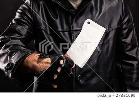 Maniac with knife on dark background 27381699