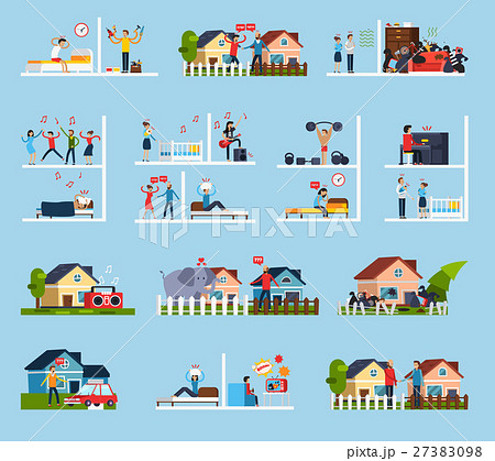 Conflicts With Neighbors Icons Set  27383098