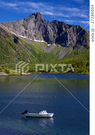 Motor boat in fjord Motor boat in fjord 27386004