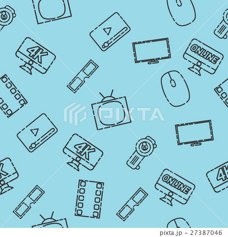 Hand drawn online cinema pattern 27387046