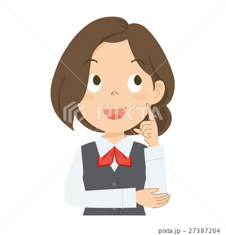 女性 OL 赤 上半身 イラスト 女性 OL 赤 上半身 イラスト 27387204