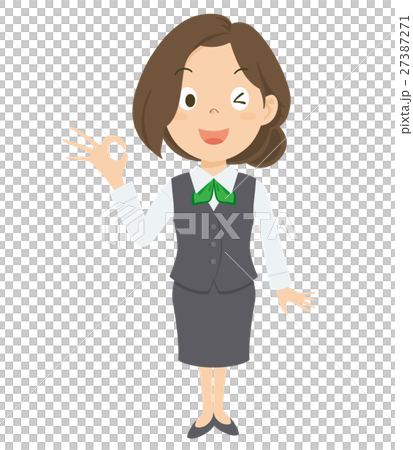 女性 OL 緑 全身 イラスト  女性 OL 緑 全身 イラスト  27387271