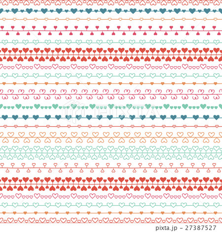 Hand drawn romantic seamless pattern with hearts Hand drawn romantic seamless pattern with hearts 27387527