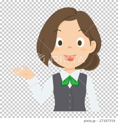 女性　OL　緑　上半身　イラスト  27387559