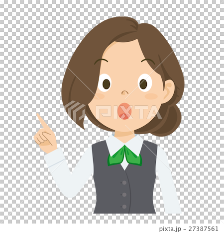 女性　OL　緑　上半身　イラスト  27387561