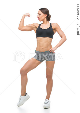 Beautiful fit girl in sport bra and shorts Beautiful fit girl in sport bra and shorts 27388944