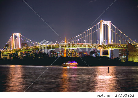Night view Rainbow Bridge and Tokyo tower. 27390852