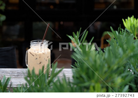 Ice coffee glasses on wood table Ice coffee glasses on wood table 27392743